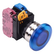 Blue 24V illuminated 22mm Metal Bezel Mushroom Momentary Push Button Switch 1NO-1NC IP65 YW4L-M4E11Q4S Blue 24V illuminated 22mm Metal Bezel Mushroom Momentary Push Button Switch 1NO-1NC IP65 YW4L-M4E11Q4S