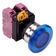 Blue 24V illuminated 22mm Metal Bezel Mushroom Momentary Push Button Switch 2NC IP65 YW4L-M4E02Q4S Blue 24V illuminated 22mm Metal Bezel Mushroom Momentary Push Button Switch 2NC IP65 YW4L-M4E02Q4S