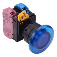 Blue 24V illuminated 22mm Mushroom Maintained Push Button Switch 1NO-1NC IP65 YW1L-A4E11Q4S Blue 24V illuminated 22mm Mushroom Maintained Push Button Switch 1NO-1NC IP65 YW1L-A4E11Q4S