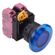 Blue 24V illuminated 22mm Mushroom Maintained Push Button Switch 2NC IP65 YW1L-A4E02Q4S Blue 24V illuminated 22mm Mushroom Maintained Push Button Switch 2NC IP65 YW1L-A4E02Q4S