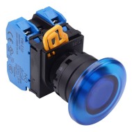 Blue 24V illuminated 22mm Mushroom Maintained Push Button Switch 2NO IP65 YW1L-A4E20Q4S Blue 24V illuminated 22mm Mushroom Maintained Push Button Switch 2NO IP65 YW1L-A4E20Q4S