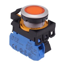 CW4L-A1E10Q3A Amber 12V illuminated Maintained Push Button Switch 1NO IP65