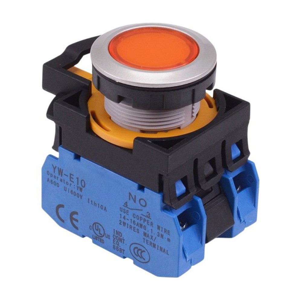 Maintained Switch CW4L-A1E20Q3A Amber 12V illuminated Maintained Push Button Switch 2NO IP65
