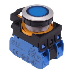 CW4L-A1E20Q3S Blue 12V illuminated Maintained Push Button Switch 2NO IP65