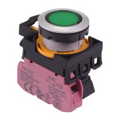 CW4L-M1E01Q4G Green 24V illuminated Metallic Momentary Push Button Switch 1NC IP65