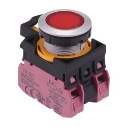CW4L-M1E02Q3R Red 12V illuminated Metallic Momentary Push Button Switch 2NC IP65