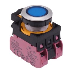 CW4L-M1E02Q3S Blue 12V illuminated Metallic Momentary Push Button Switch 2NC IP65