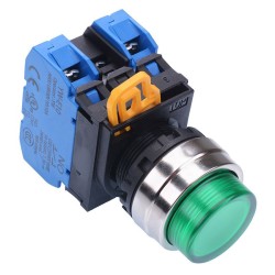 Green 12V illuminated 22mm Metal Bezel Momentary Push Button Switch 2NO IP65 YW4L-M2E20Q3G