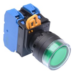 Green 24V illuminated 22mm Momentary Shrouded Push Button Switch 2NO IP65 YW1L-MF2E20Q4G
