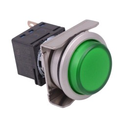 LBW6ML-M2T14G 24V Green LED Metallic Round Momentary Extended 22mm Push Button Switch SPDT