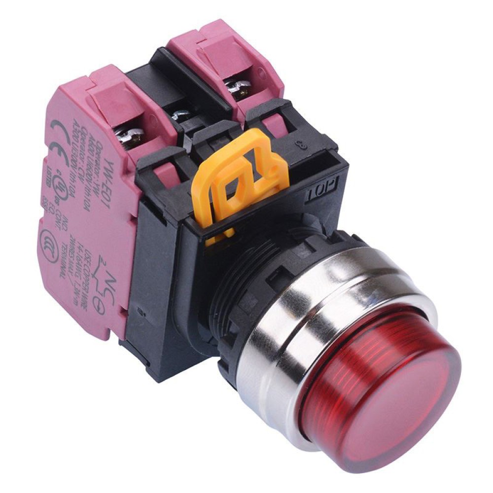 Bezel Button Image Red 24V illuminated 22mm Metal Bezel Momentary Push Button Switch 2NC ...
