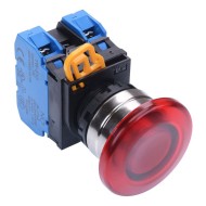 Red 24V illuminated 22mm Metal Bezel Mushroom Momentary Push Button Switch 2NO IP65 YW4L-M4E20Q4R Red 24V illuminated 22mm Metal Bezel Mushroom Momentary Push Button Switch 2NO IP65 YW4L-M4E20Q4R