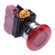Red 24V illuminated 22mm Metal Bezel Mushroom Momentary Push Button Switch NC IP65 YW4L-M4E01Q4R Red 24V illuminated 22mm Metal Bezel Mushroom Momentary Push Button Switch NC IP65 YW4L-M4E01Q4R