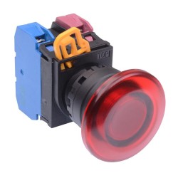 Red 24V illuminated 22mm Mushroom Momentary Push Button Switch 1NO-1NC IP65 YW1L-M4E11Q4R Red 24V illuminated 22mm Mushroom Momentary Push Button Switch 1NO-1NC IP65 YW1L-M4E11Q4R