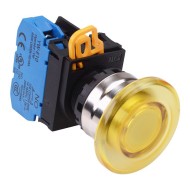 Yellow 24V illuminated 22mm Metal Bezel Mushroom Maintained Push Button Switch NO IP65 YW4L-A4E10Q4Y Yellow 24V illuminated 22mm Metal Bezel Mushroom Maintained Push Button Switch NO IP65 YW4L-A4E10Q4Y