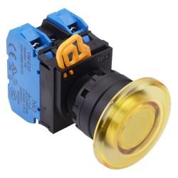 Yellow 24V illuminated 22mm Mushroom Momentary Push Button Switch 2NO IP65 YW1L-M4E20Q4Y
