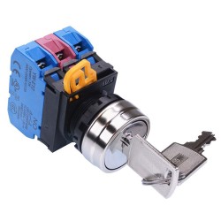 22mm Metal Bezel 2 Position Maintained Key Switch 2NO-1NC IP65 YW4K-2AE21 22mm Metal Bezel 2 Position Maintained Key Switch 2NO-1NC IP65 YW4K-2AE21