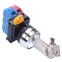 22mm Metal Bezel 3 Position Maintained Key Switch 1NO-1NC IP65 YW4K-3AE11N4 22mm Metal Bezel 3 Position Maintained Key Switch 1NO-1NC IP65 YW4K-3AE11N4