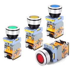 30mm momentary industrial push button switches with light 12V industrial latching power on and off for CNC machine tools
