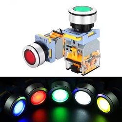 30mm momentary industrial push button switches with light 12V industrial latching power on and off for CNC machine tools