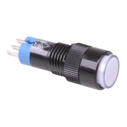 AB1M-A1LW White 10mm Latching Round Push Button Switch IP40 SPDT AB1M-A1LW White 10mm Latching Round Push Button Switch IP40 SPDT