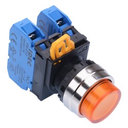 Amber 22mm Metal Bezel Maintained Push Button Switch 2NO IP65 YW4L-A2E20Q0A