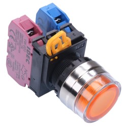 Amber 22mm Metal Bezel Maintained Shrouded Push Button Switch 1NO-1NC IP65 YW4L-AF2E11Q0A