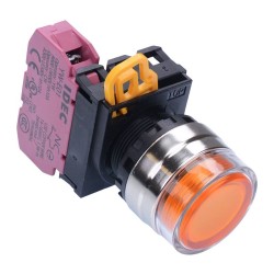 Amber 22mm Metal Bezel Maintained Shrouded Push Button Switch NC IP65 YW4L-AF2E01Q0A
