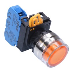 Amber 22mm Metal Bezel Maintained Shrouded Push Button Switch NO IP65 YW4L-AF2E10Q0A