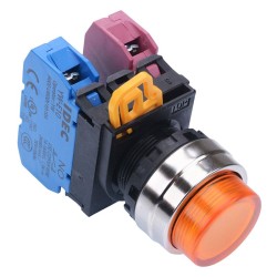 Amber 22mm Metal Bezel Momentary Push Button Switch 1NO-1NC IP65 YW4L-M2E11Q0A