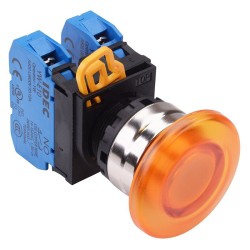 Amber 22mm Metal Bezel Mushroom Maintained Push Button Switch 2NO IP65 YW4L-A4E20Q0A