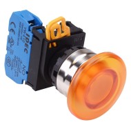 Amber 22mm Metal Bezel Mushroom Maintained Push Button Switch NO IP65 YW4L-A4E10Q0A Amber 22mm Metal Bezel Mushroom Maintained Push Button Switch NO IP65 YW4L-A4E10Q0A