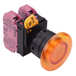 Amber 22mm Mushroom Maintained Push Button Switch 2NC IP65 YW1L-A4E02Q0A Amber 22mm Mushroom Maintained Push Button Switch 2NC IP65 YW1L-A4E02Q0A