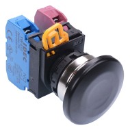 Black 22mm Metal Bezel Mushroom Maintained Push Button Switch 1NO-1NC IP65 YW4B-A4E11B Black 22mm Metal Bezel Mushroom Maintained Push Button Switch 1NO-1NC IP65 YW4B-A4E11B