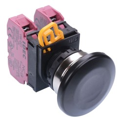 Black 22mm Metal Bezel Mushroom Maintained Push Button Switch 2NC IP65 YW4B-A4E02B Black 22mm Metal Bezel Mushroom Maintained Push Button Switch 2NC IP65 YW4B-A4E02B