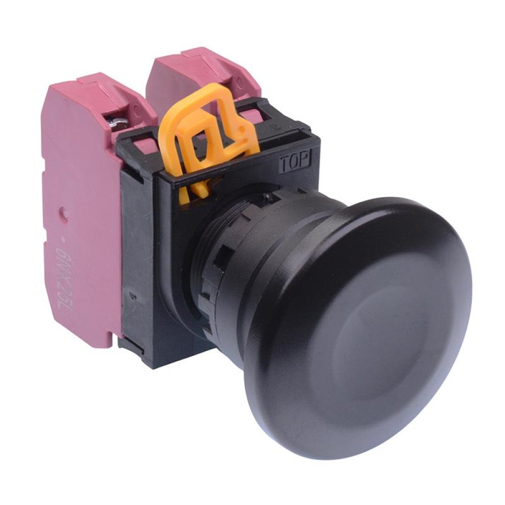 Black 22mm Mushroom Maintained Push Button Switch 2NC IP65