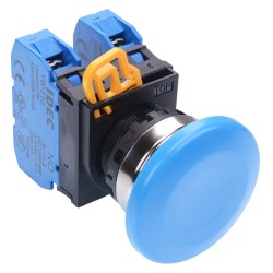 Blue 22mm Metal Bezel Mushroom Maintained Push Button Switch 2NO IP65 YW4B-A4E20S Blue 22mm Metal Bezel Mushroom Maintained Push Button Switch 2NO IP65 YW4B-A4E20S