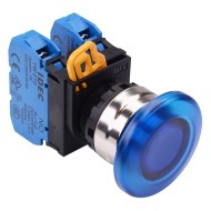 Blue 22mm Metal Bezel Mushroom Maintained Push Button Switch 2NO IP65 YW4L-A4E20Q0S Blue 22mm Metal Bezel Mushroom Maintained Push Button Switch 2NO IP65 YW4L-A4E20Q0S