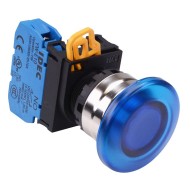 Blue 22mm Metal Bezel Mushroom Maintained Push Button Switch NO IP65 YW4L-A4E10Q0S Blue 22mm Metal Bezel Mushroom Maintained Push Button Switch NO IP65 YW4L-A4E10Q0S