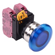 Blue 22mm Metal Bezel Mushroom Momentary Push Button Switch 2NC IP65 YW4L-M4E02Q0S Blue 22mm Metal Bezel Mushroom Momentary Push Button Switch 2NC IP65 YW4L-M4E02Q0S