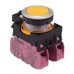 CW4B-A1E02Y Yellow Metallic Maintained Push Button Switch 2NC IP65