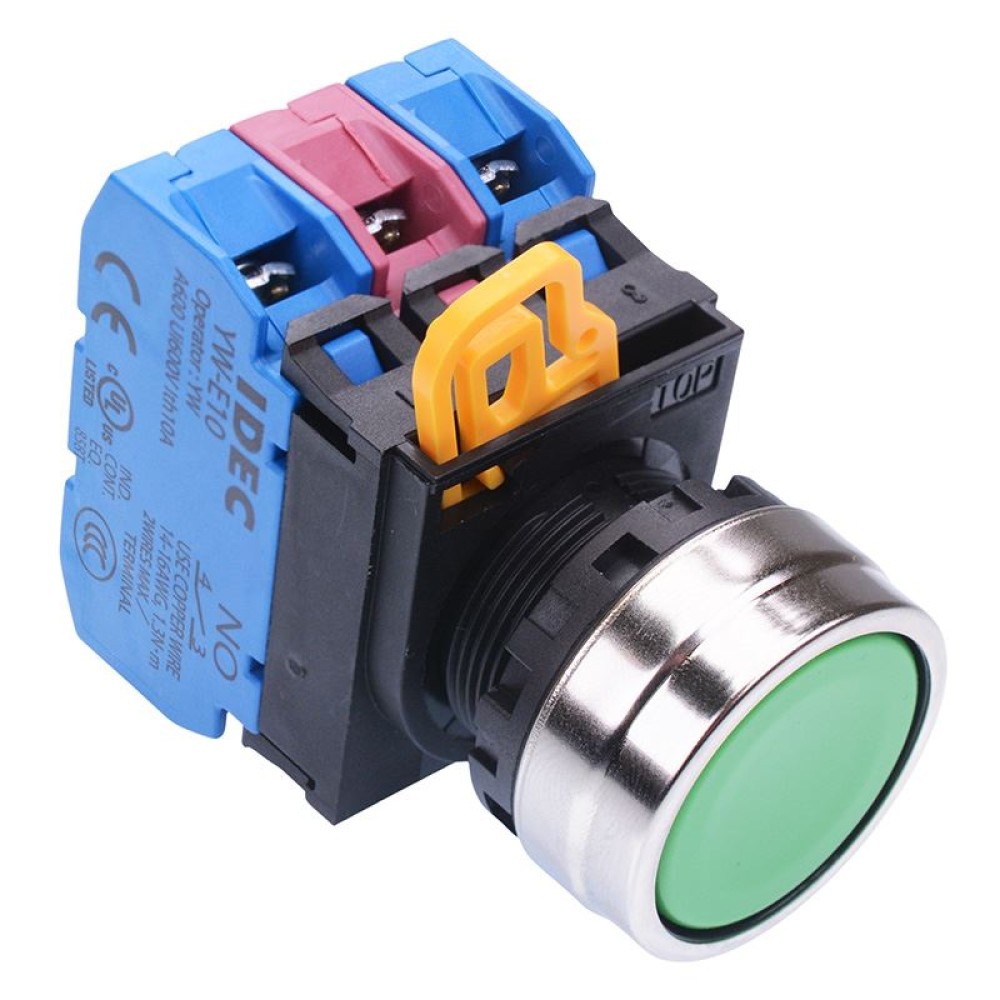 Bezel Button Image Green 22mm Metal Bezel Maintained Push Button Switch