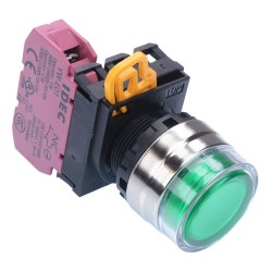 Green 22mm Metal Bezel Maintained Shrouded Push Button Switch NC IP65 YW4L-AF2E01Q0G