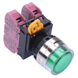 Green 22mm Metal Bezel Momentary Shrouded Push Button Switch 2NC IP65 YW4L-MF2E02Q0G