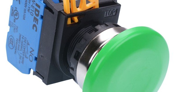 Wen Button Green 22mm Bezel Mushroom Maintained Push Button Switch