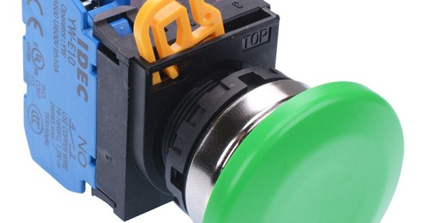 Wen Button Green 22mm Metal Bezel Mushroom Momentary Push Button Switch