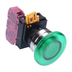 Green 22mm Metal Bezel Mushroom Momentary Push Button Switch NC IP65 YW4L-M4E01Q0G