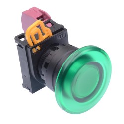 Green 22mm Mushroom Maintained Push Button Switch NC IP65 YW1L-A4E01Q0G