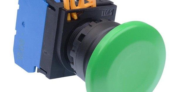 Wen Button Green 22mm Mushroom Maintained Push Button Switch NO IP65
