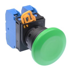 Green 22mm Mushroom Momentary Push Button Switch 2NO IP65 YW1B-M4E20G